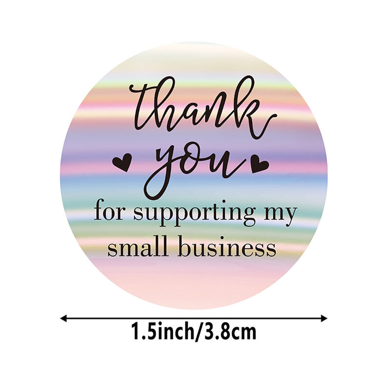 500 قطعة 1.5 بوصة شكرا لكم لدعم بلدي الأعمال الصغيرة ملصقات قوس قزح الليزر ملصقات للأعمال متجر علبة التعبئة والتغليف