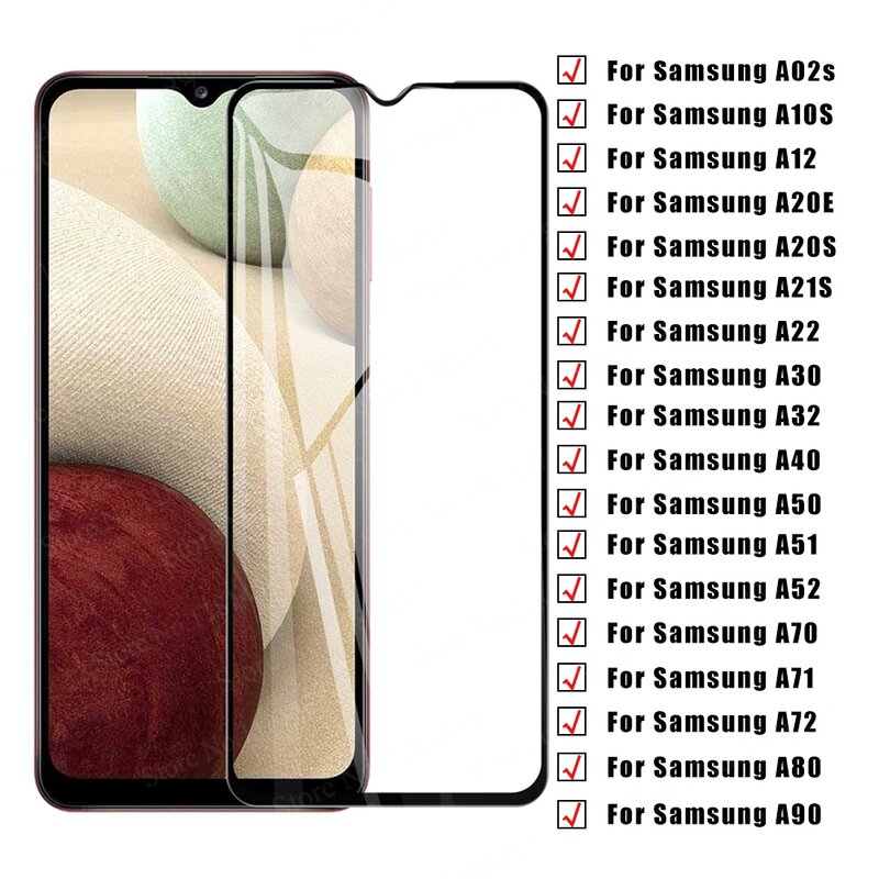Verre de protection Pour Samsung Galaxy A53 A52S 5G A12 A50 A70 A30 A51 A71 A32 A52 A72 A20S A02s A21S A22 A40 A80 A90 Trempé Film