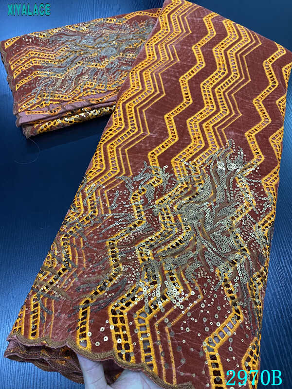 African Velvet Lace Fabric 2020 High Quality Lace French Nigerian Embroidery Lace Fabrics For Wedding Dress Sewing YA2970B-4
