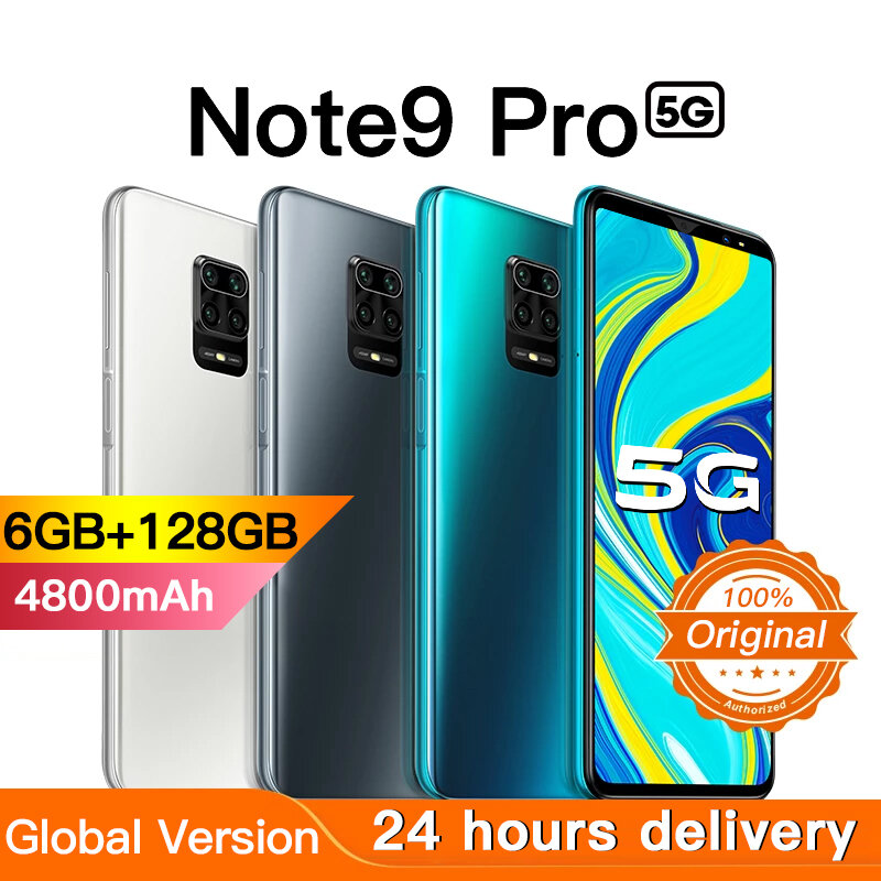 R a dm i Note 9 Pro smartphones 6GB+128GB android mobile phones 6.1inch cellphonesGlobal version phone Face ID Dual SIM 4800mAh