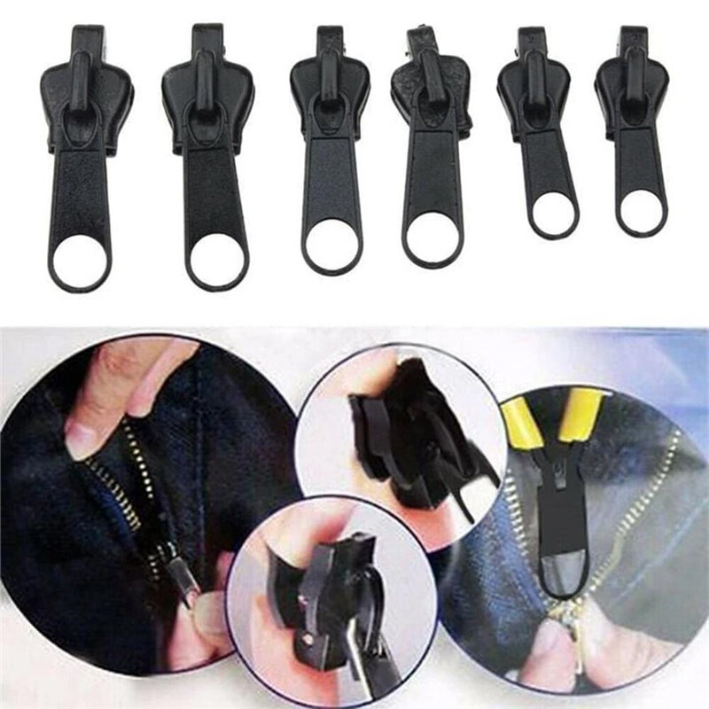 6Pcs Zipper Repair Kit Universal Instant Zipper Fixer With Metal Slide Fix Any Instantly 3 Different Zipper Sizes Sewing
