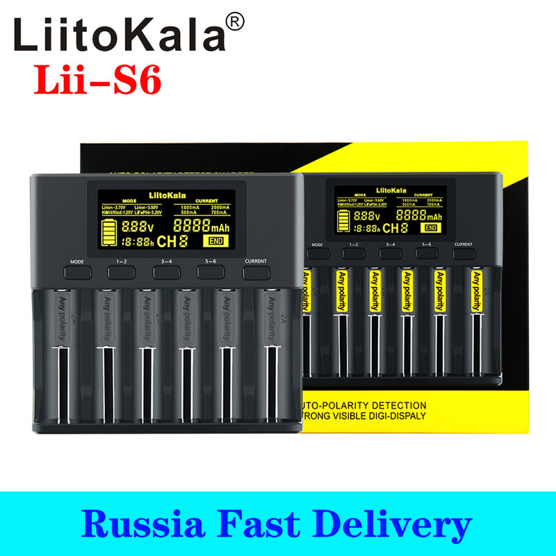 Liitokala Lii-PD4 Lii-S6 Lii-S8 lii-500 carregador de bateria para 18650 26650 21700 18350 3.7v/3.2v/1.2v/1.5v bateria de lítio nimh