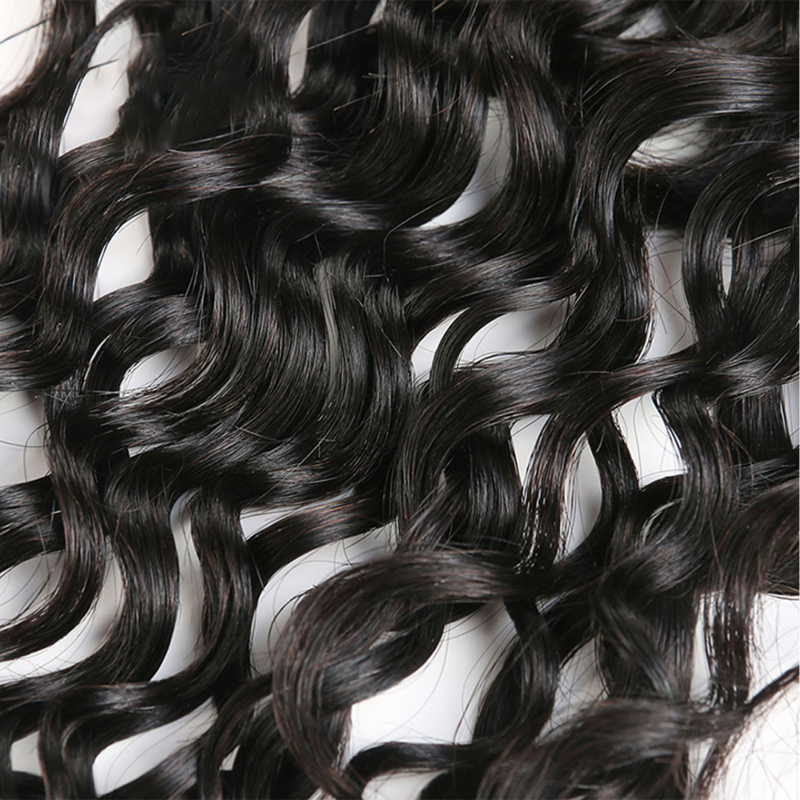 ブラジルの自然な波状織り,4x4,天然のブラジルの人間の髪の毛