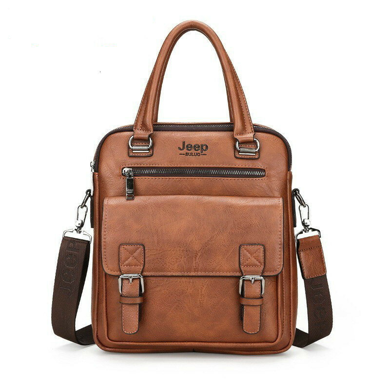 Fashion Men Briefcases Leather Handbag Men's Business Messenger Bag Two Pocket Soft Handle Laptop Bags Bolso Bandolera Hombre