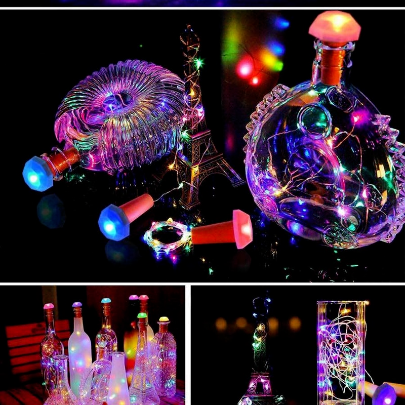 Luces LED de colores para decoración, iluminación Solar de hadas, impermeable, para botella de vino, bodas y Navidad, 3/1 piezas