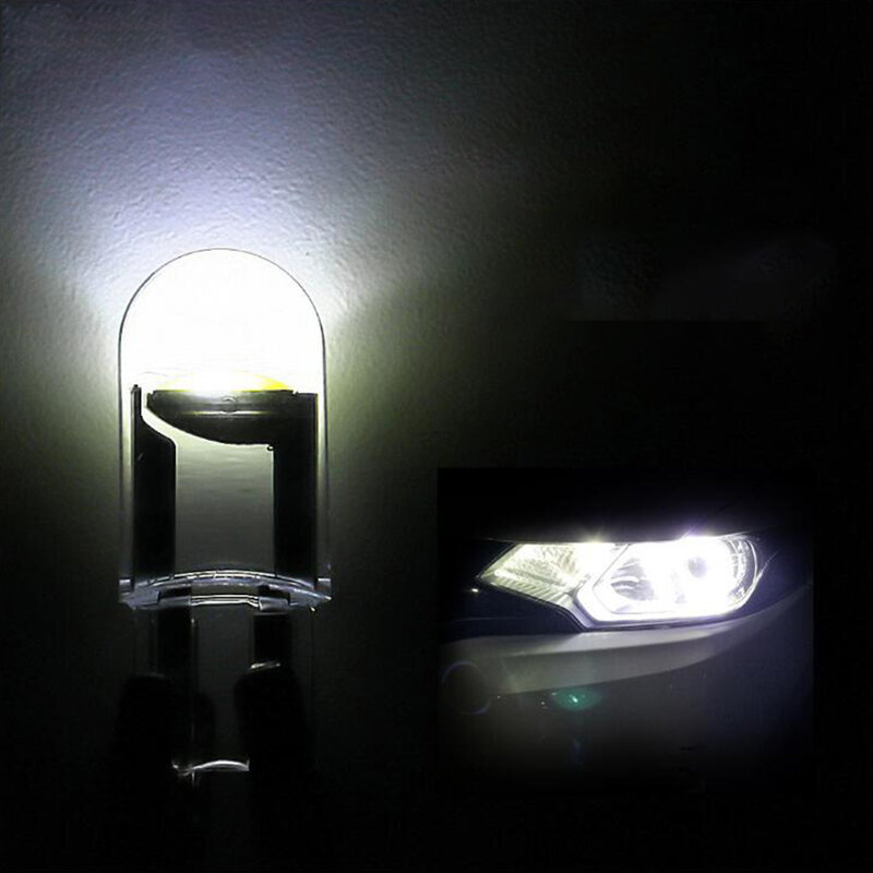 10 Uds coche LED T10 W5W COB lectura de la bóveda de la lámpara de luz de cuña luces bombillas matrícula 168, 194 de 192 DC 12V blanco rojo