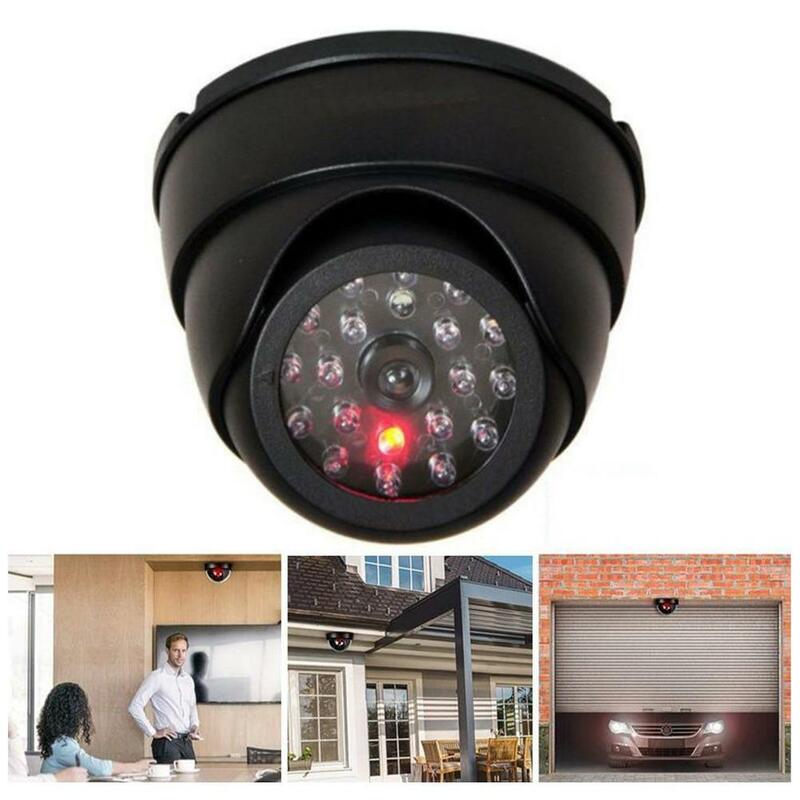 Minicâmera de vigilância doméstica com luz de led, mini câmera de simulação falsa preta para segurança e ambientes externos, pisca-pisca