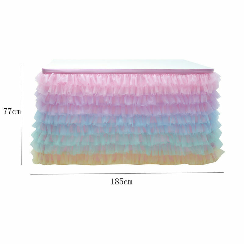 Rok Meja Tulle Taplak Meja untuk Dekorasi Pernikahan Baby Shower Pesta Ulang Tahun Perjamuan Pernikahan Meja Skirting 180x77cm