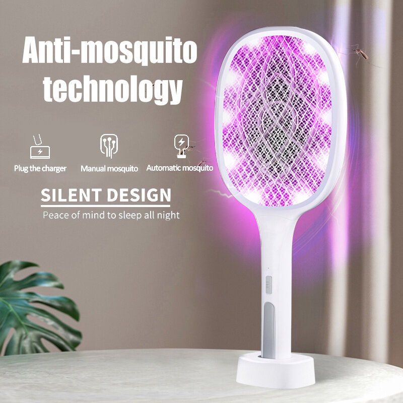 Raquette anti-moustiques électrique Portable, lampe anti-insectes, Rechargeable, pour l'été