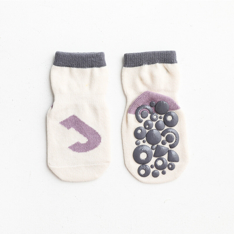 Хлопковые носки для маленьких мальчиков и девочек Резиновые Нескользящие носки-тапочки детские Носки с рисунком фруктов теплая обувь на ве...
