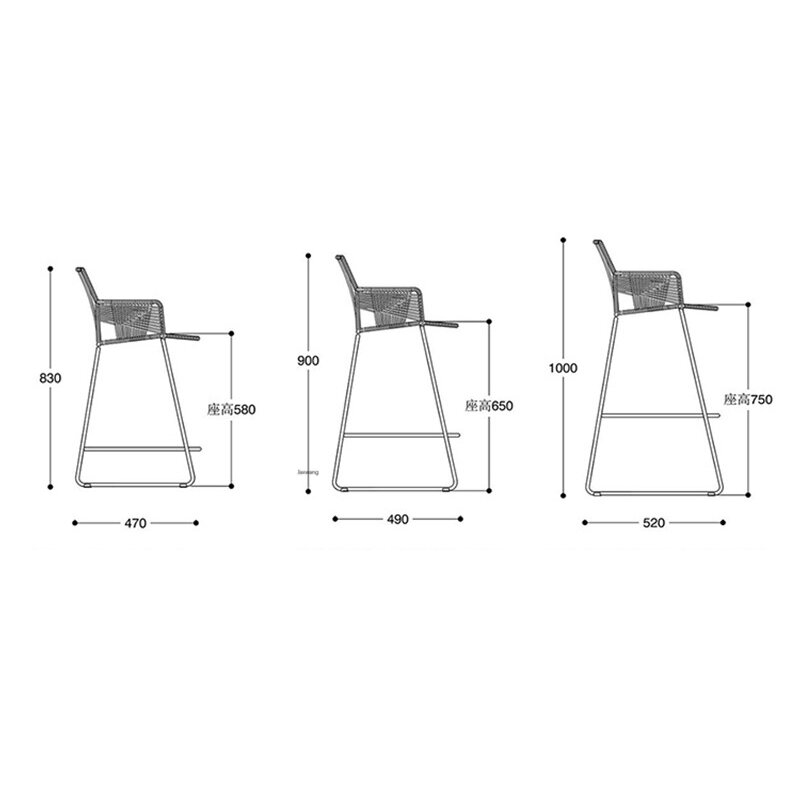 Nordic-cadeiras de bar minimalistas., poltrona alta e artesanal de ferro forjado, feita à mão, com pés.