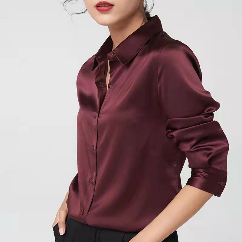 100% Silk Sand-washed Anti-wrinke 19 m/m matowa satynowa elegancka koszula damska, moda damska czysta morwa miękka odpowiednia jednolite bluzki
