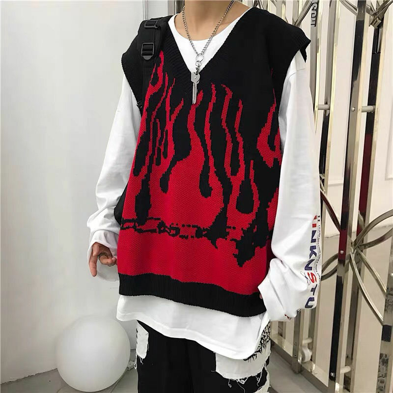 Deeptown Harajuku Ugly Christmas Sweater Vest Purple Grunge Knitted Jumpers Women Fall 2021 Fashion Gothic Style Sleeveless Tops