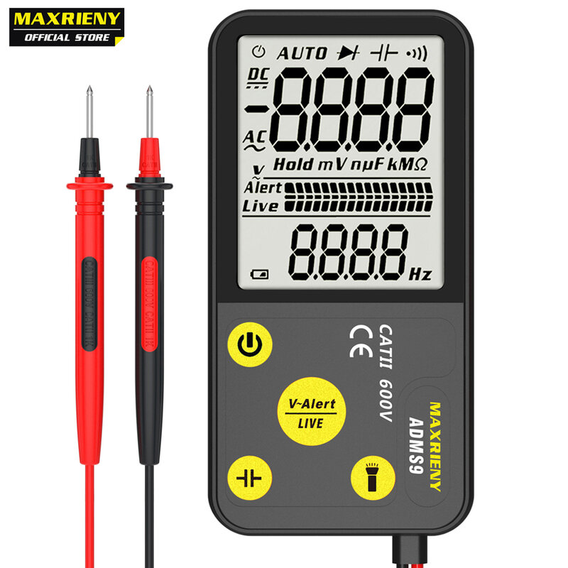 Portable Digital Multimeter MAXRIENY S7 S9 LCD Display DC AC Voltmeter Capacitance Diode NCV Ohm Live Continuity Hz Tester