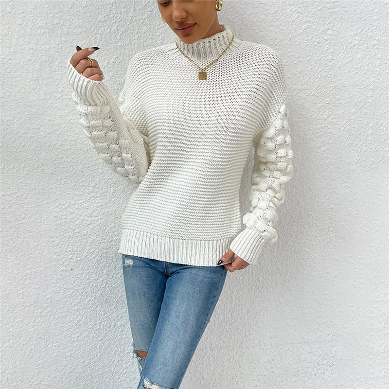 Pull tricoté à col roulé pour femme, doux, basique, décontracté, élégant, nouvelle collection 2021