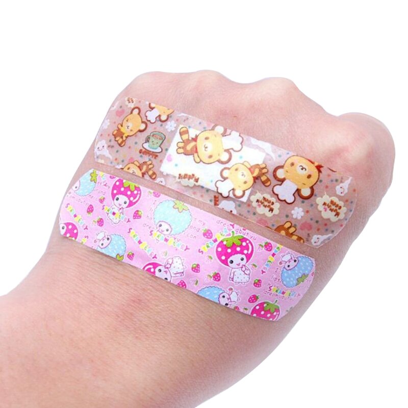 100Pcs Adhesive Bandages Waterproof Breathable First Aid Wound Plaster Cartoon Flexible Bandage Covers Highly Absorbent