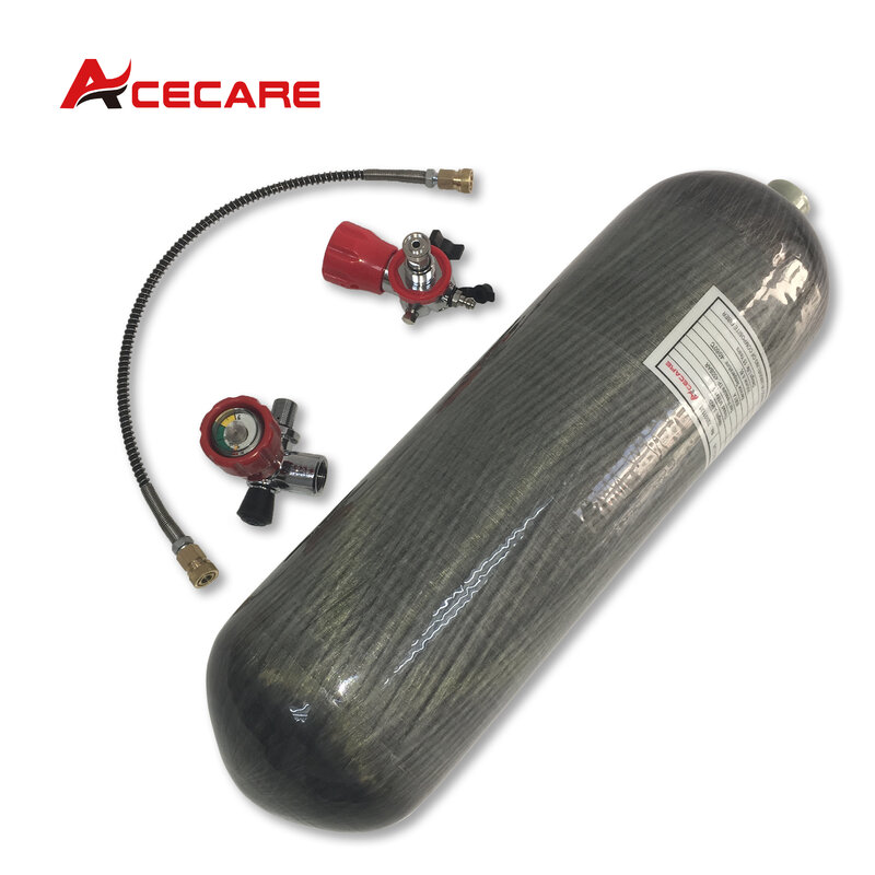AC3680 6.8L Pcp Air Gun 4500psi Compressed M18*1.5 Cylinder Underwater Gun Bottles Red Valve Filling Station Scuba Cylinder
