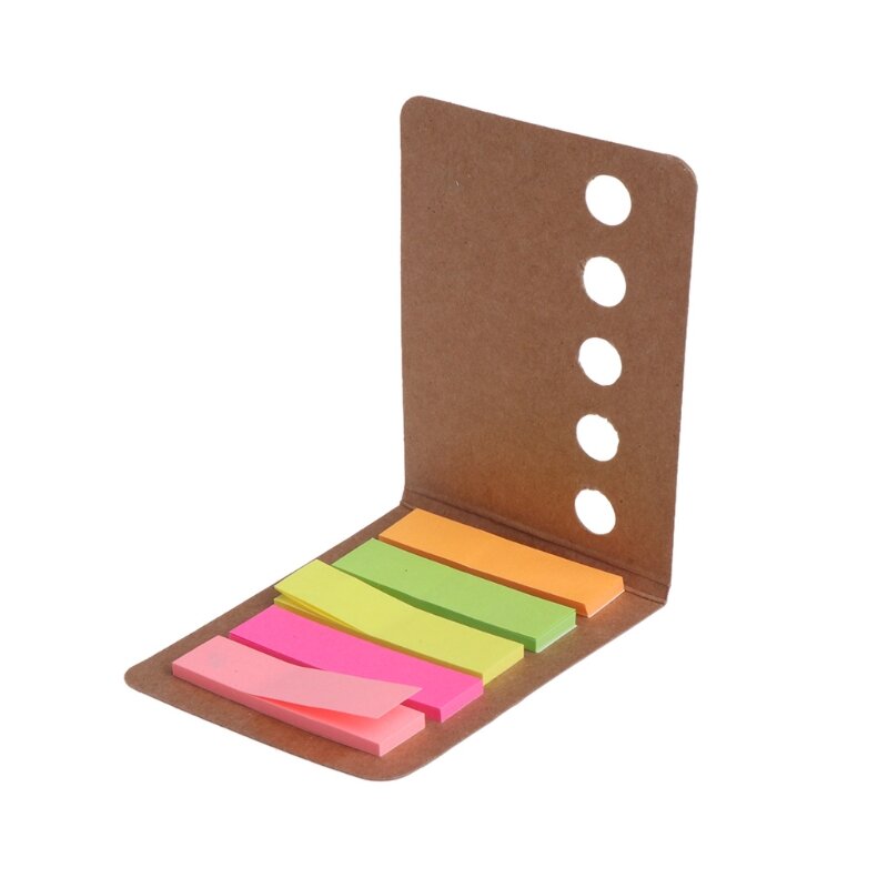 5 Pads/Pack  Kraft Paper Cover Candy Color Sticky Notes Page Marker Index Tabs 
