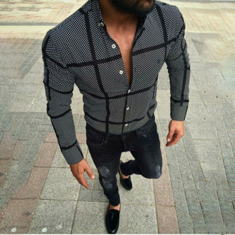 2021 nova camisa xadrez masculina manga longa primavera verão camisas de praia inteligente casual moda roupas masculinas S-XXXL