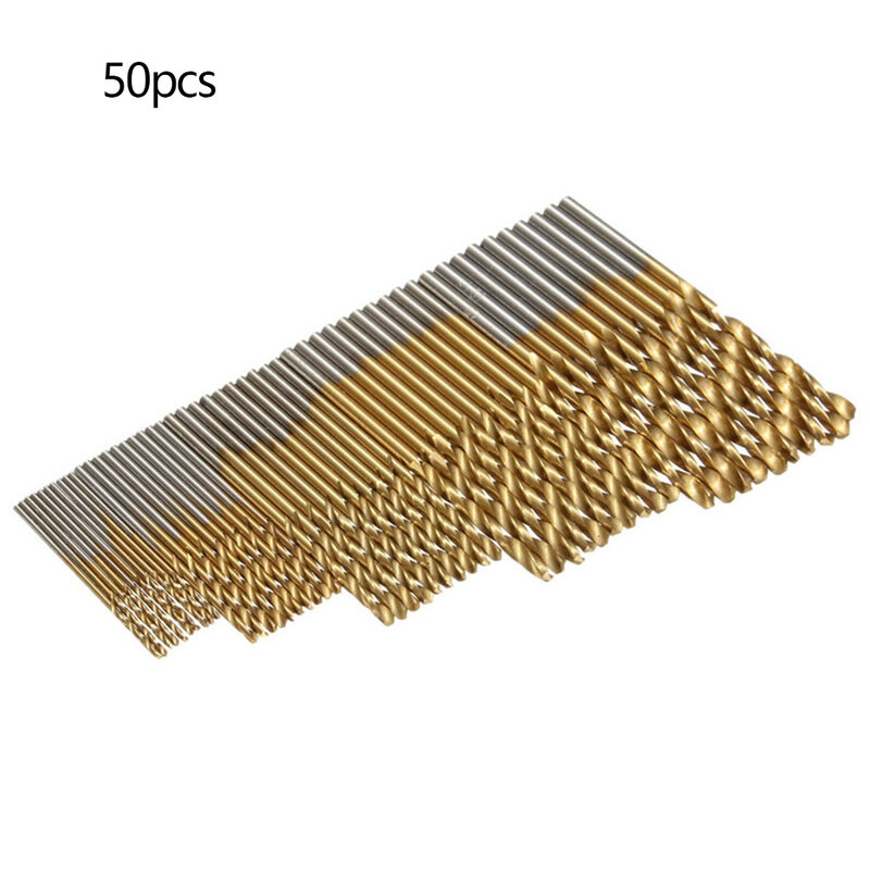 50PCS HSS Titan Beschichtete Bohrer Bits Stahl HSS HSS Bohrer Bit Set für Elektrische Bohrmaschine Werkzeuge für Holz 1/1. 5/2/2,5/3mm