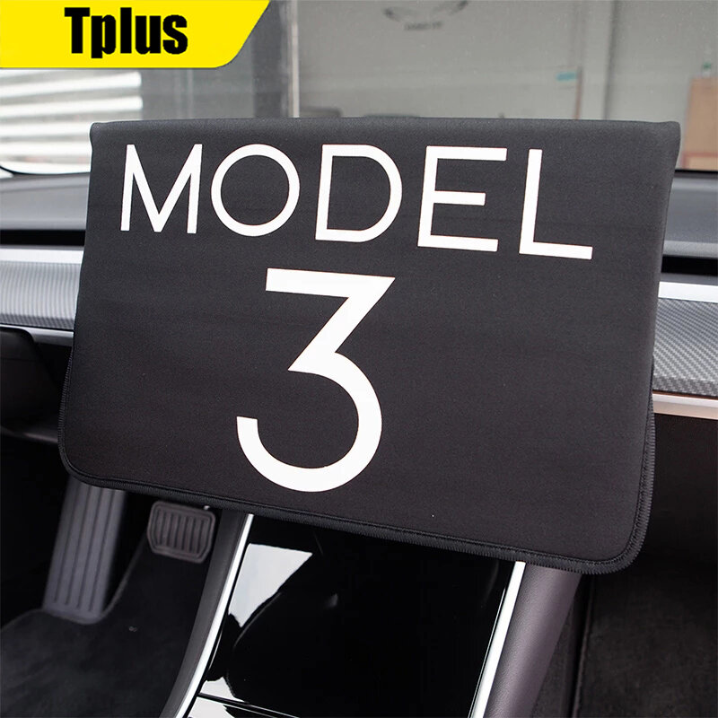 Tplus 자동차 네비게이션 화면 차양 테슬라 모델 3 2021/모델 Y 스크린 프로텍터 방진 및 방수 문자 로고