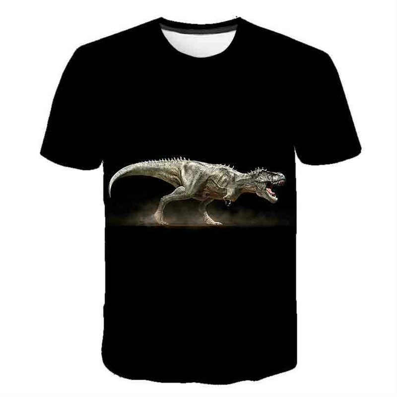 Новая футболка с динозавром 3D, модная одежда для мальчиков и девочек, футболка с принтом животных, Детская летняя футболка с мультяшным рису...