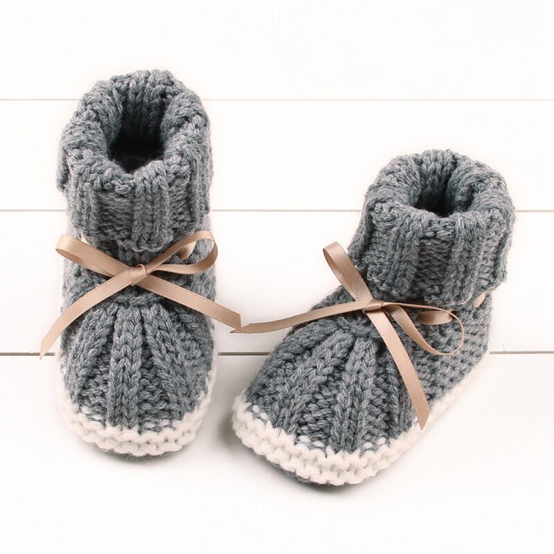 Осенне-зимние ботинки; Обувь для кроватки; Детская обувь; Милые теплые вязаные ботинки для маленьких мальчиков и девочек