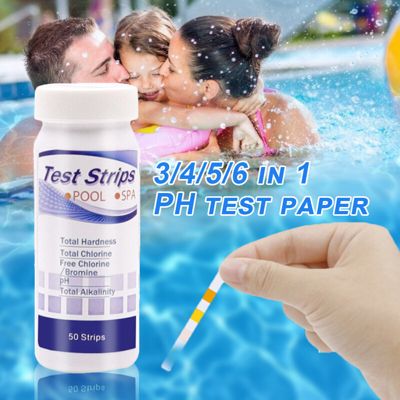 50 Pcs Tub Wasser Qualität 6-In-1 Schwimmen Pool Test Papier Rest Chlor PH Wert Alkalität Härte test Streifen Pool Tester