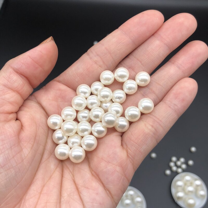 2-18mm Kein Loch Beige Runde Kunststoff Acryl Imitation Perle Perlen Charme Lose Perlen Zähler Display Perle Handwerk schmuck