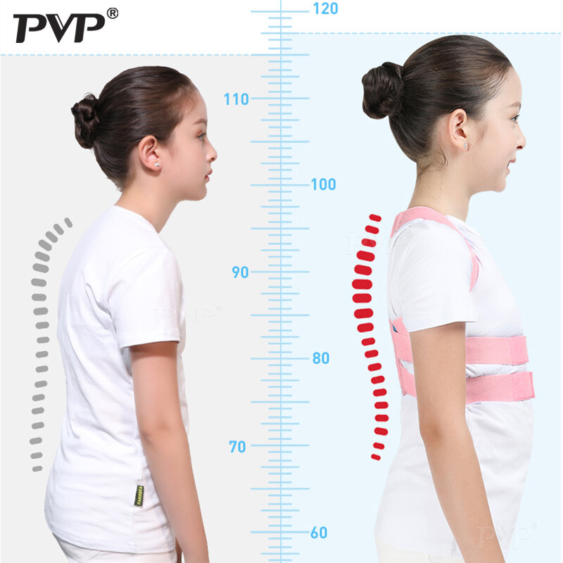 Corretor de postura ajustável para crianças, ombro e cinta traseira, suporte da coluna, cinto lombar, espartilho ortopédico para crianças