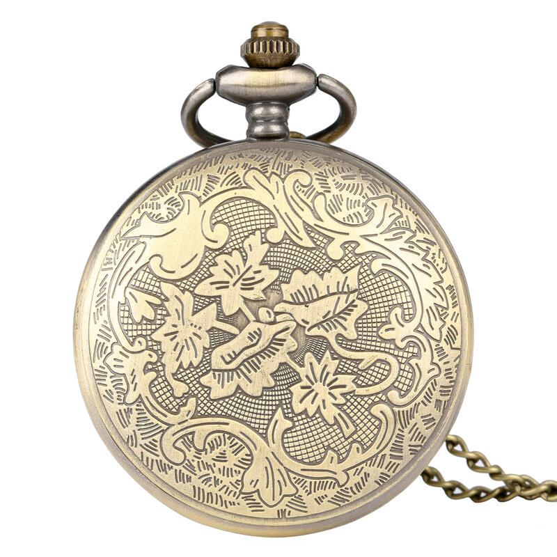Relojes Retro de bronce para hombres y mujeres, reloj de bolsillo de cuarzo, analógico, con cadena colgante, accesorio de regalo