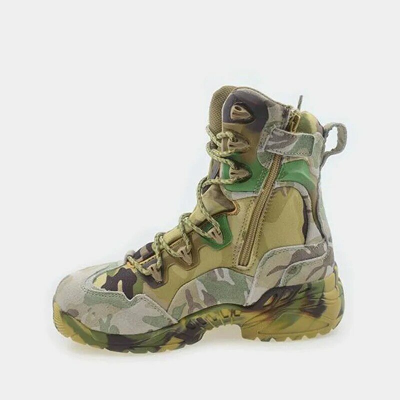 กลางแจ้งยุทธวิธีทหารรองเท้าผ้าใบเดินป่าปีนเขารองเท้าลื่นกันน้ำ Breathable Light Combat Desert Boots