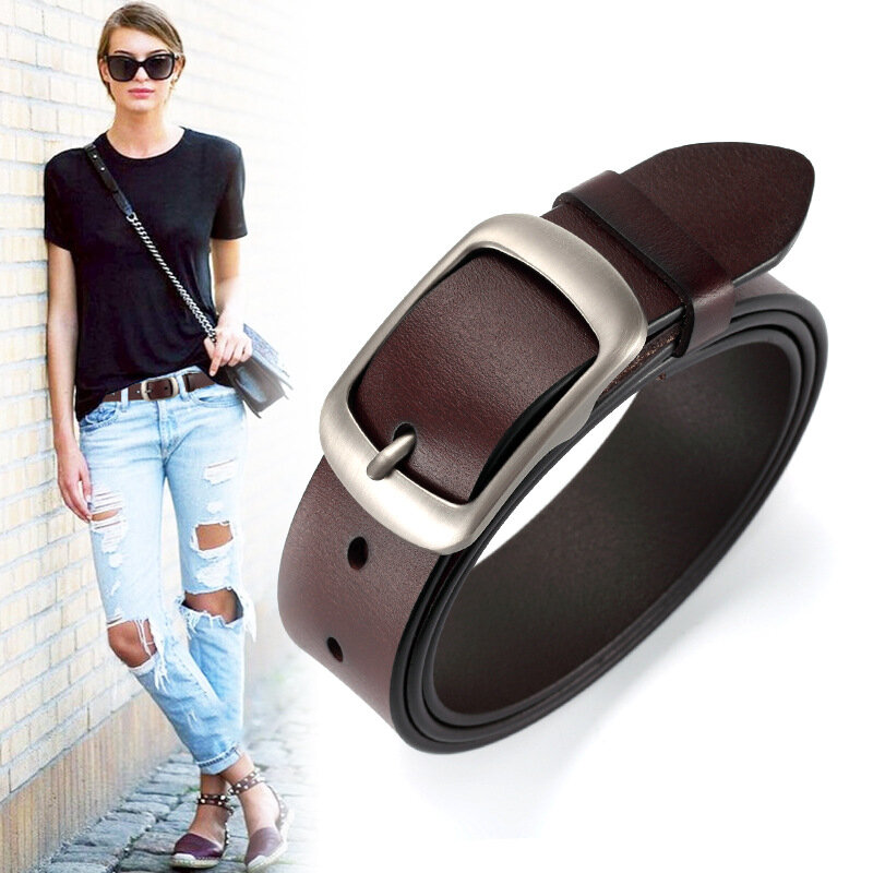 Cinturón de cuero genuino de lujo para mujer, correa de Jean informal, ajustable, de diseñador, de marca de alta calidad, nuevo