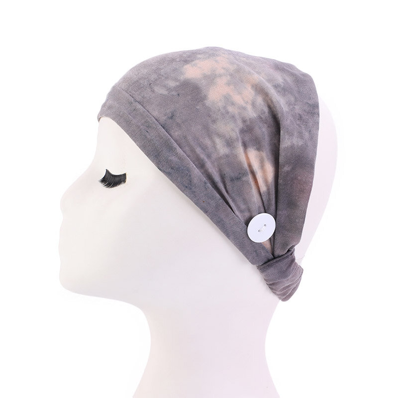 Turbante ancho elástico para mujer, banda para el pelo con botones, diadema deportiva, accesorios para el cabello
