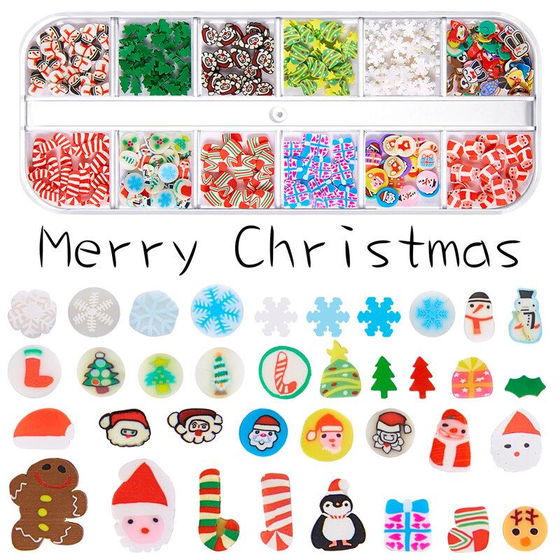 Merry Christmas Nail Art Flakes Polymer เล็บ Gingerbread Man เกล็ดหิมะ Candy ผสมเลื่อม DIY เล็บตกแต่ง Glitter
