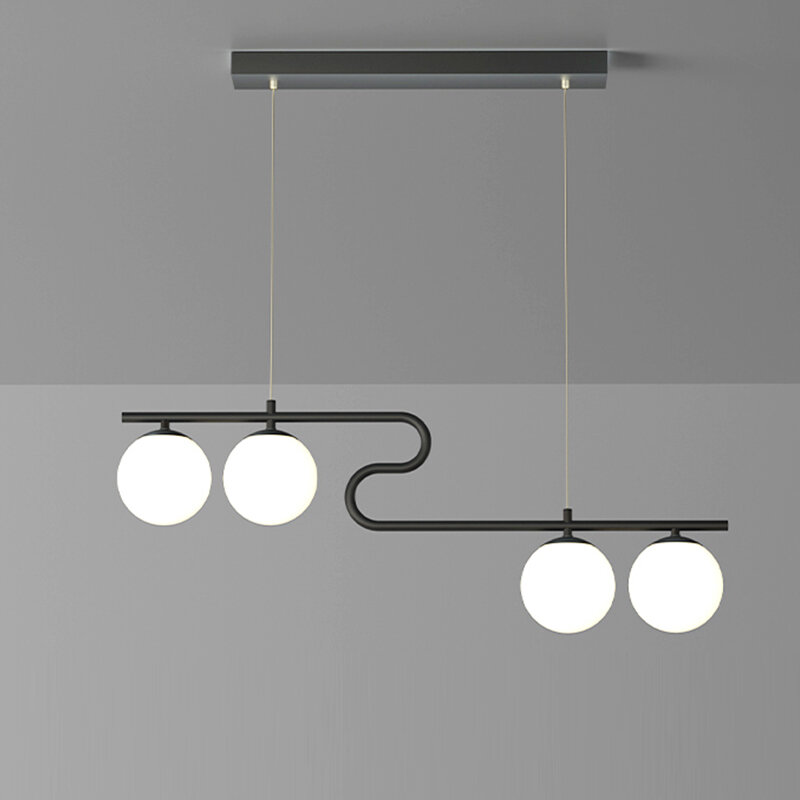 Современные Простые подвесные светильники E27, скандинавский черный дизайнерский стеклянный комнатный светильник для столовой, гостиной, с...