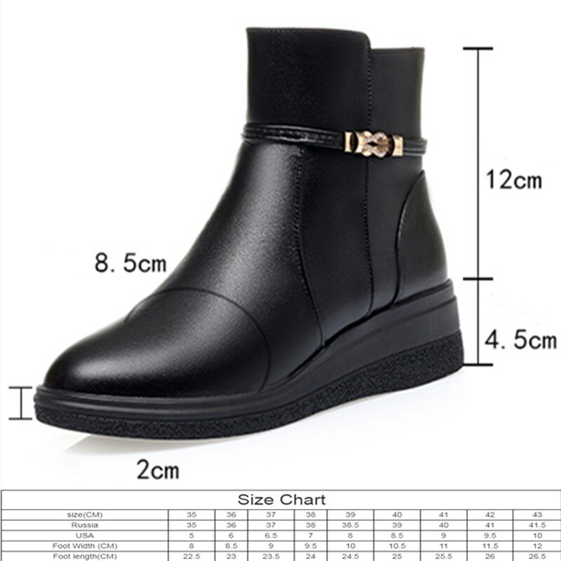 AIYUQI Ladies Snow Boots Winter New Genuine Leather Casual Wedges With Wool Warm Mother Boots Shoes Ladies Short Boots