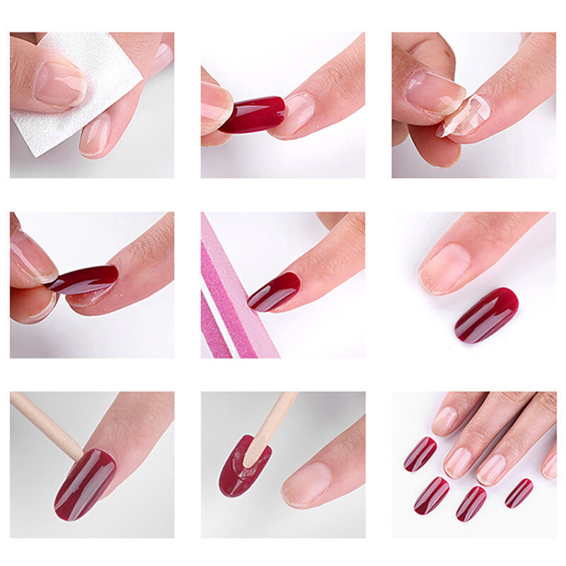 24/30Pcs Fake Nails With Glue Press On Nails Nail Tips With Jelly Double-sided Tape Natural Extension Nail Art