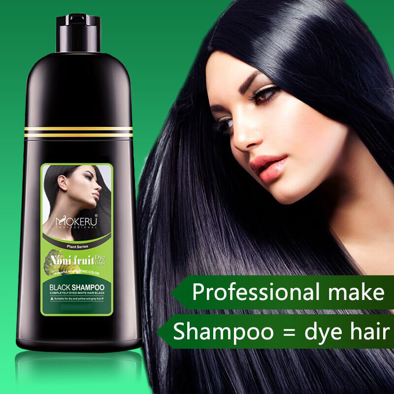 Mokeru 2pcs/Lot Natural Permanent Noni Fruit Essence Fast Black Hair Coloring Black Hair Dye Shampoo for Covering White Hair