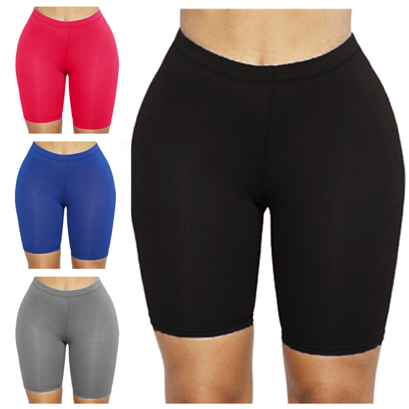Femmes taille haute Fitness sport Biker Shorts été Jogging plage athlétique décontracté maigre doux élastique extensible solide Shorts