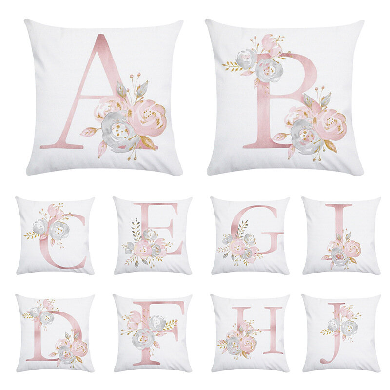 1PCS Letter Pillow Cover Room English Alphabet A~Z For Home supplies Simple Geometric Polyester Flower Pillow case