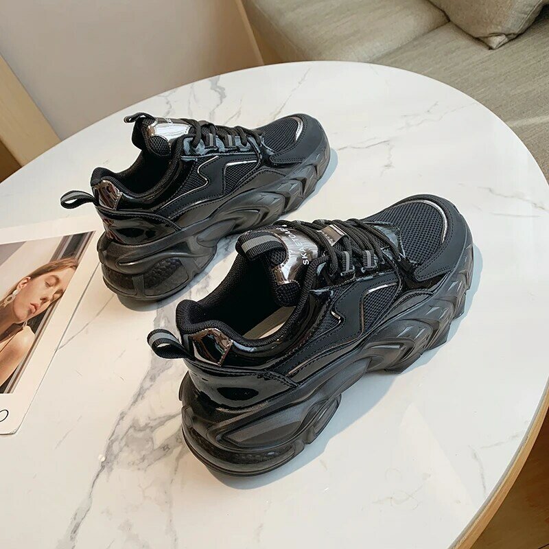 Кроссовки женские массивные, Вулканизированная подошва, дышащие, повседневная обувь на платформе, Желейная подошва