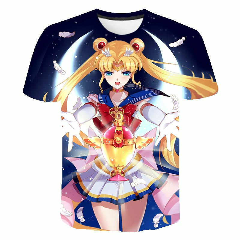 ใหม่แฟชั่น3D T เสื้อ Sailor Moon ผู้ชายผู้หญิงเด็กลำลอง Streetwear เด็กผู้หญิงเด็กพิมพ์เสื้อยืดแฟชั่นฤดูร...