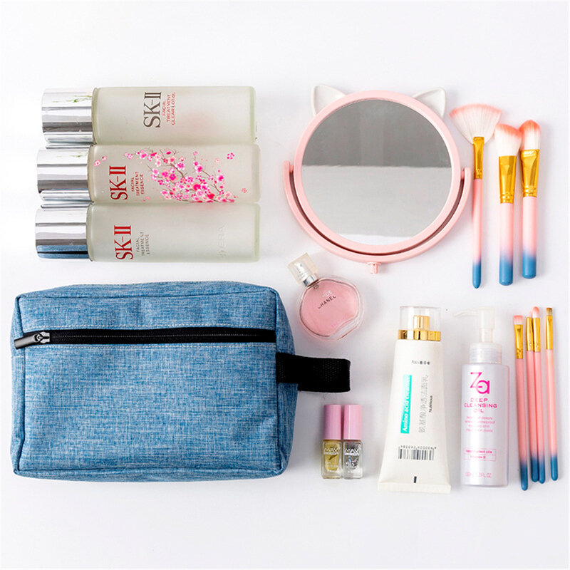 Estojo de maquiagem portátil feminino com zíper, bolsa de viagem para cosméticos, para maquiagem com função de menina, organizador para lavagem, armazenamento de produtos de higiene pessoal, 2020