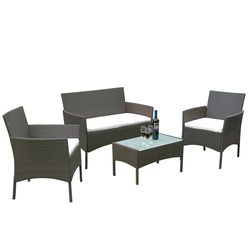 Nave puede 10th Panamá sofá de ratán silla Mesa 4 Uds gran oferta de mimbre Muebles de Jardín mesa de café sofá de ratán silla taburete