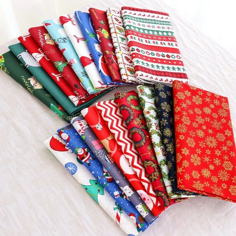 Tecidos estampados patchwork natal 25*25cm/peça, tecidos acolchoados para faça você mesmo, bordado, artesanal, algodão tj1141