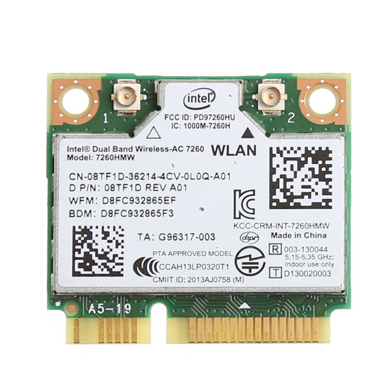 Mini tarjeta PCI-E inalámbrica Bluetooth 4,0 de banda Dual para Intel 7260 AC DELL 7260HMW