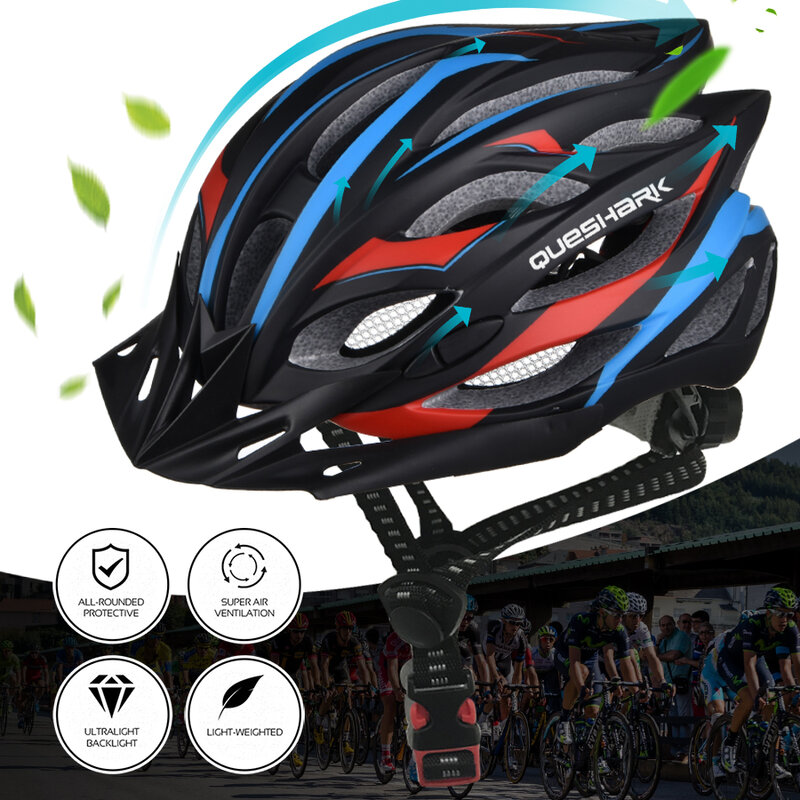 Queshark ultraleve ciclismo capacete mtb bicicleta de estrada da motocicleta equitação corrida ventilado com segurança boné com viseira sol
