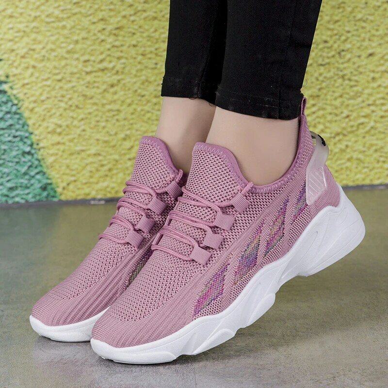 2021 Sneakers Women Shoes Flats Casual Ladies Shoes Woman Lace-Up Mesh Light Breathable Female Zapatillas De Deporte Para Mujer