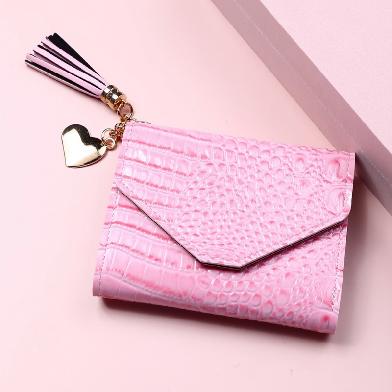 2021 New Fashion Crocodile Pattern Women's Wallet Short Small Ladies Wallet Card Holder Tassel Female Coin Purse